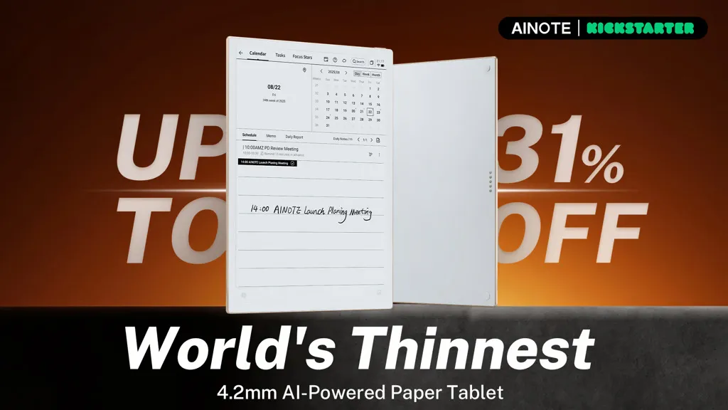 AINOTE 2: The World's Thinnest AI-Powered Paper Tablet | KICKSTARTECH